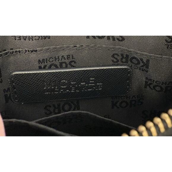 Michael Kors Jet Set Signature Wristlet Black Patent Leather Logo Gold - Picture 6 of 6